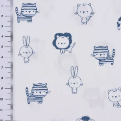Baumwollstoff Popeline SWEET ANIMALS Löwe Tiger Hase weiß blau 1,50m Breite
