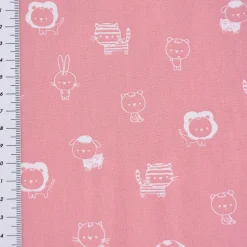 Baumwollstoff Popeline SWEET ANIMALS Löwe Tiger Hase rosa weiß 1,50m Breite