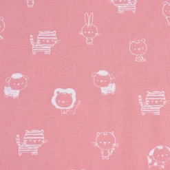 Baumwollstoff Popeline SWEET ANIMALS Löwe Tiger Hase rosa weiß 1,50m Breite