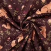 Baumwollstoff Popeline Sylvana Waldtiere Blumen aubergine grün 1,50m Breite