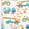 Baumwollstoff Popeline Traktoren Bagger wollweiß bunt 1,45m Breite
