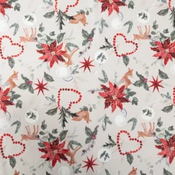 Baumwollstoff Popeline Weihnachtsstoff Digitaldruck Norten Rehkitz beige rot 1,47m Breite