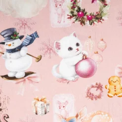 Baumwollstoff Popeline Weihnachtsstoff Merry Christmas Nostalgie rosa 1,50m Breite