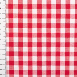 Baumwollstoff Popeline Yarn Dyed garngefärbt Vichy Karos rot weiß 1,44m Breite
