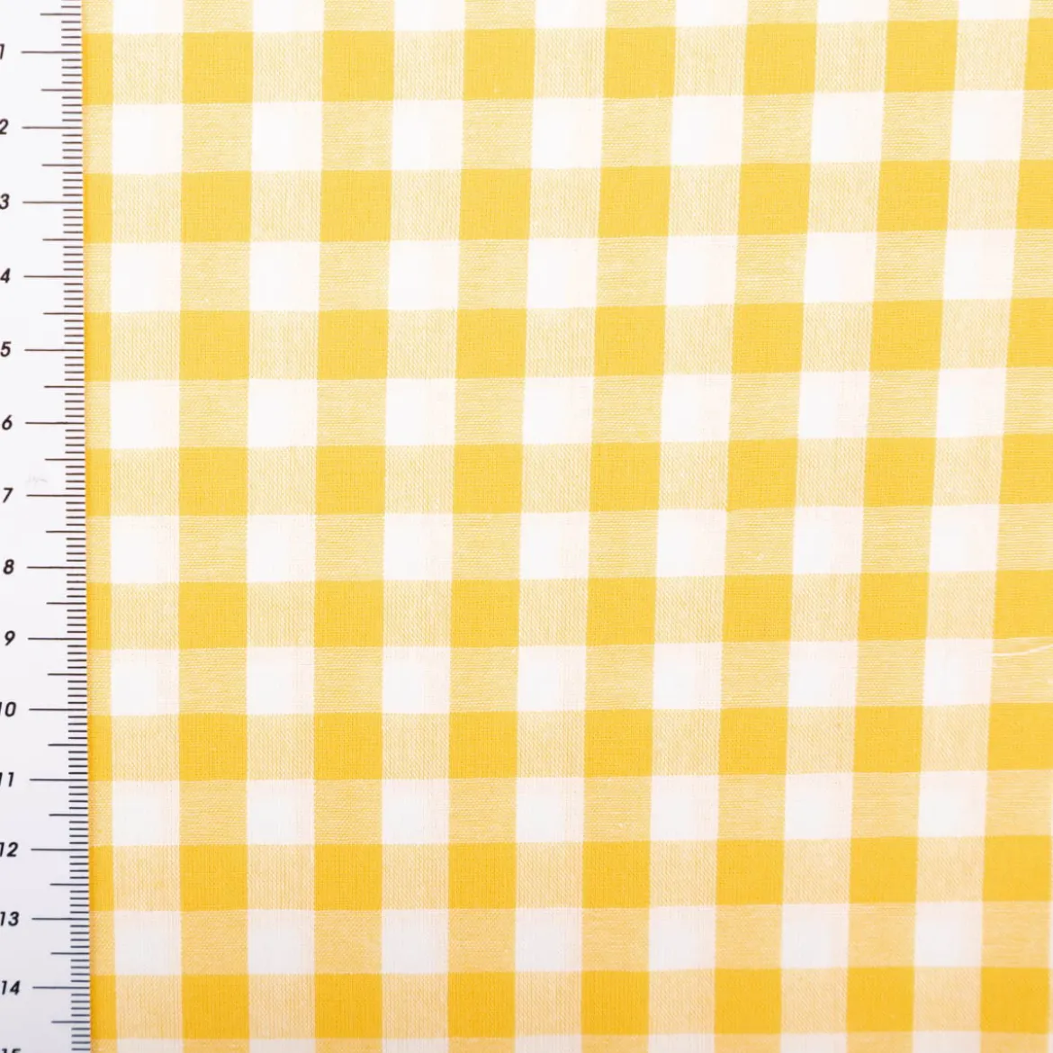 Baumwollstoff Popeline Yarn Dyed garngefärbt Vichy Karos gelb weiß 1,44m Breite