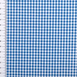 Baumwollstoff Popeline Yarn Dyed garngefärbt kleine Karos 2,7 mm himmelblau weiß 1,44m Breite
