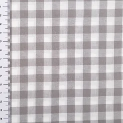 Baumwollstoff Popeline Yarn Dyed garngefärbt Vichy Karos grau weiß 1,44m Breite