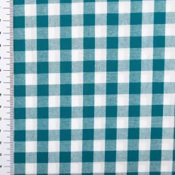 Baumwollstoff Popeline Yarn Dyed garngefärbt Vichy Karos petrol weiß 1,44m Breite