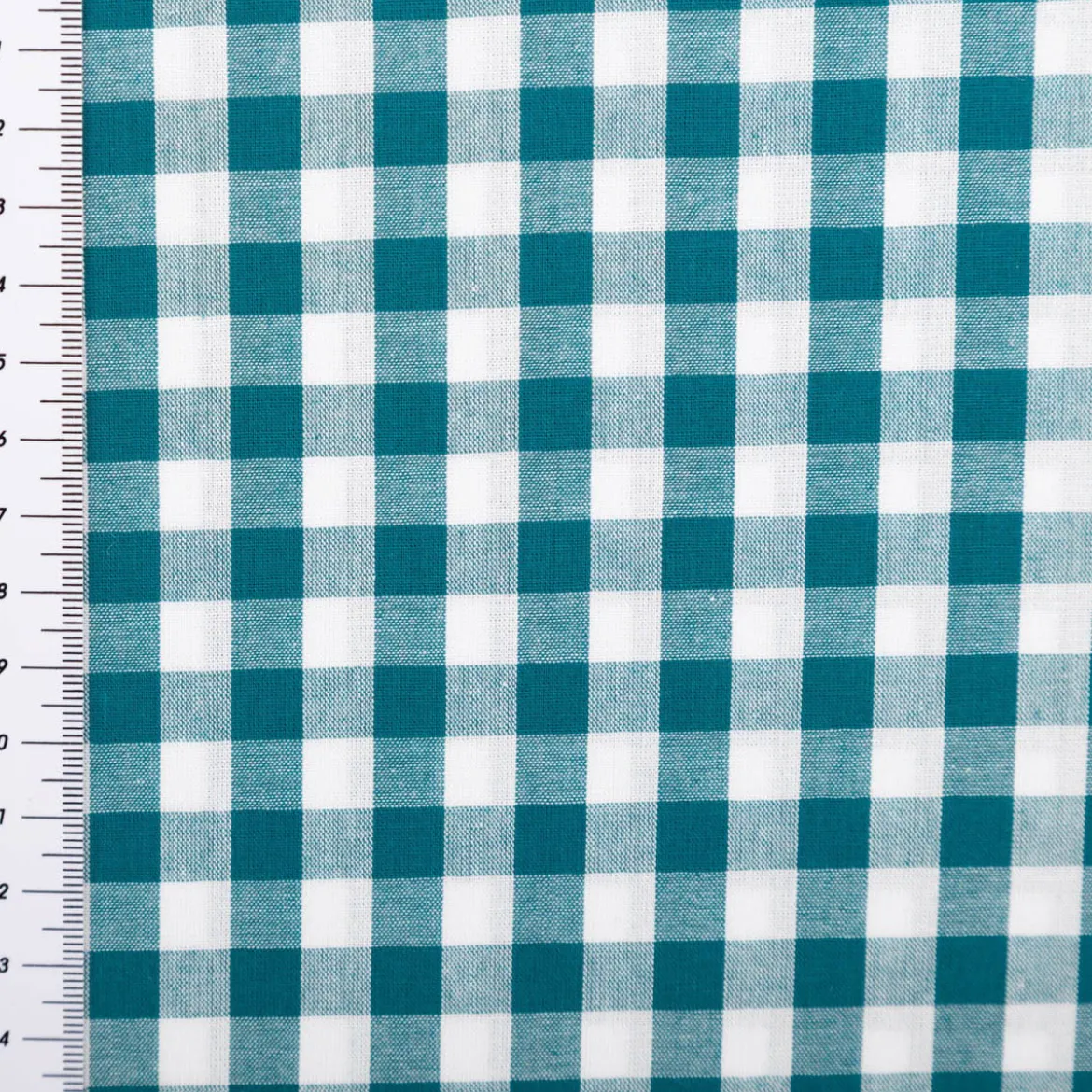 Baumwollstoff Popeline Yarn Dyed garngefärbt Vichy Karos petrol weiß 1,44m Breite