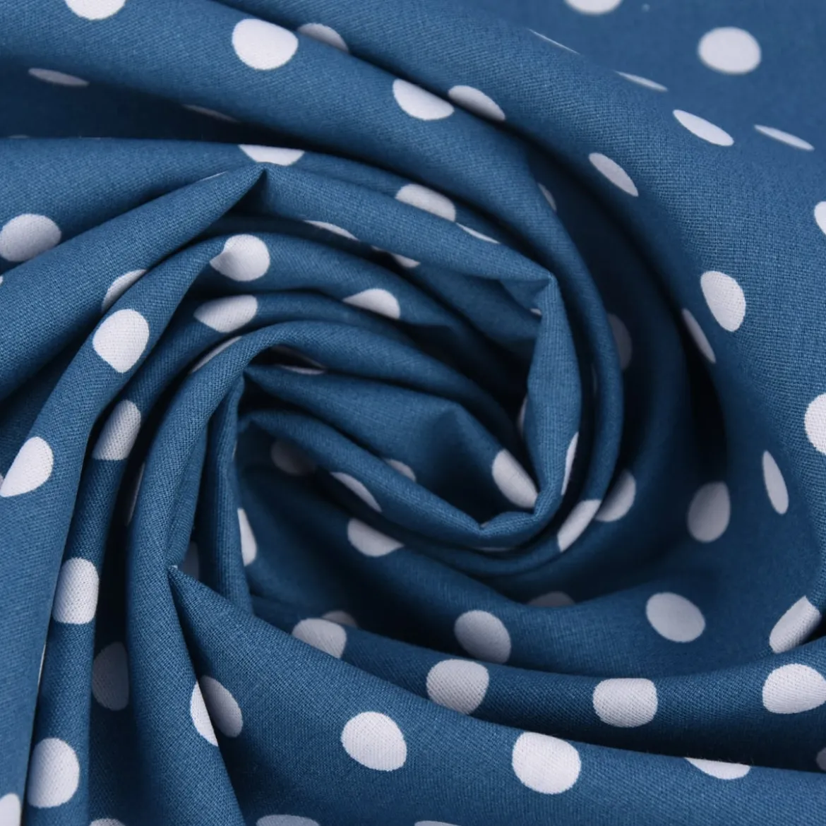 Baumwollstoff Punkte groß Ø 7mm jeansblau weiß 1,40m Breite