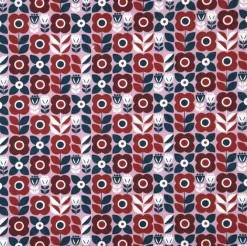 Baumwollstoff Retro Blumen rot rosa 1,40m Breite