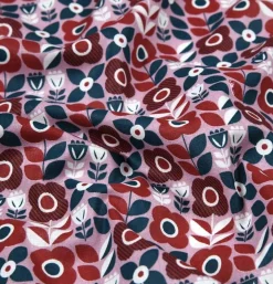 Baumwollstoff Retro Blumen rot rosa 1,40m Breite
