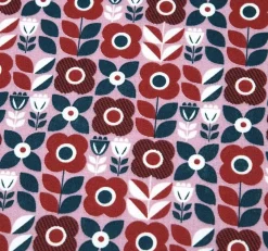 Baumwollstoff Retro Blumen rot rosa 1,40m Breite