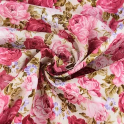 Baumwollstoff Rosen grün rot rosa 1,45m Breite