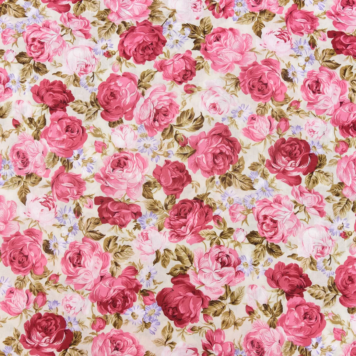 Baumwollstoff Rosen grün rot rosa 1,45m Breite