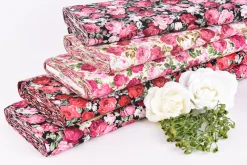 Baumwollstoff Rosen schwarz rot grün 1,45m Breite