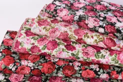 Baumwollstoff Rosen schwarz rot grün 1,45m Breite