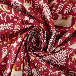 Baumwollstoff Rovalia Waldtiere Bäume Zweige rot 1,47m Breite