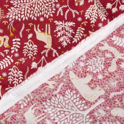 Baumwollstoff Rovalia Waldtiere Bäume Zweige rot 1,47m Breite