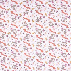 Baumwollstoff SAFIKO Affe Eichhörnchen Papagei Vogel weiß grau rost rosa 1,5m Breite