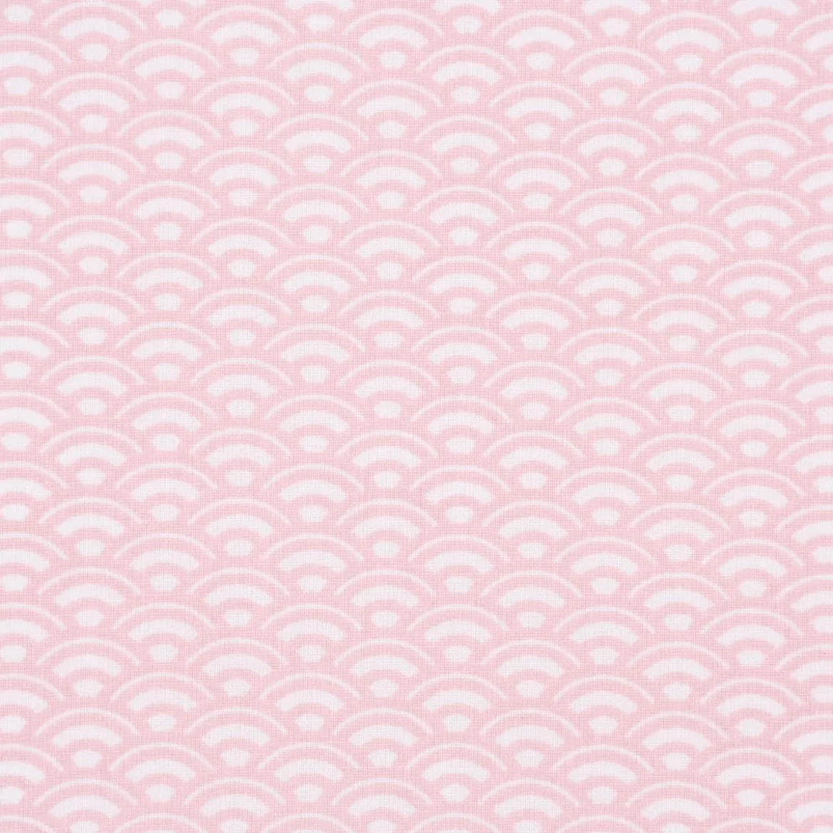 Baumwollstoff SAIJO Wellen Bögen grafisch weiß rosa 1,5m Breite