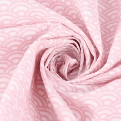 Baumwollstoff SAIJO Wellen Bögen grafisch weiß rosa 1,5m Breite