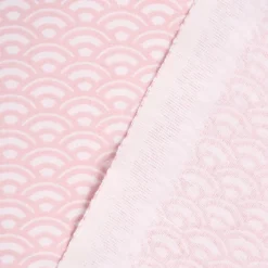 Baumwollstoff SAIJO Wellen Bögen grafisch weiß rosa 1,5m Breite
