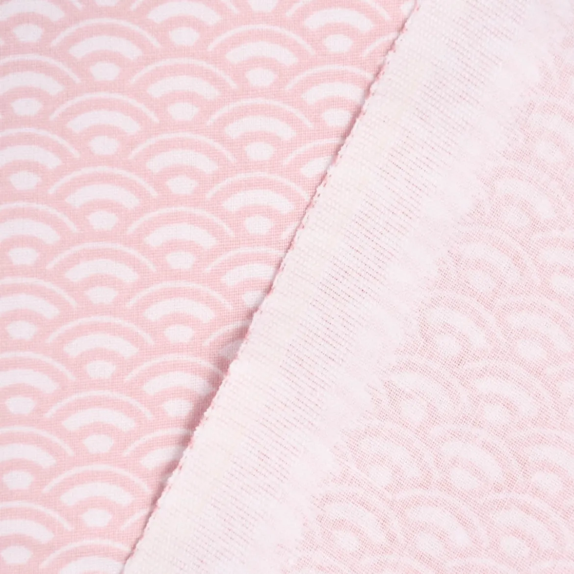 Baumwollstoff SAIJO Wellen Bögen grafisch weiß rosa 1,5m Breite