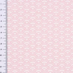 Baumwollstoff SAIJO Wellen Bögen grafisch weiß rosa 1,5m Breite