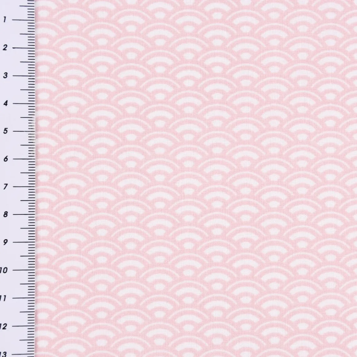 Baumwollstoff SAIJO Wellen Bögen grafisch weiß rosa 1,5m Breite
