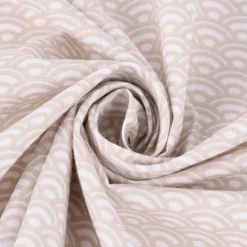 Baumwollstoff SAIJO Wellen Bögen grafisch weiß beige 1,5m Breite