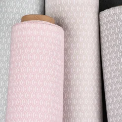 Baumwollstoff SAIJO Wellen Bögen grafisch weiß beige 1,5m Breite