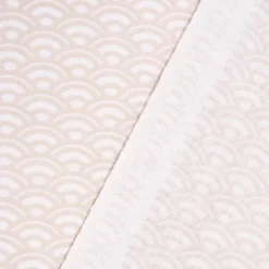Baumwollstoff SAIJO Wellen Bögen grafisch weiß beige 1,5m Breite