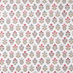 Baumwollstoff Saphir Blumen Wellenmuster weiß grün rot blau 1,40m Breite