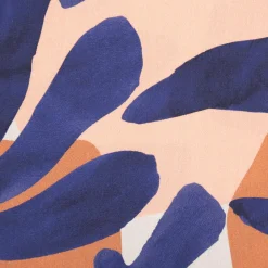 Baumwollstoff Satin Stoff Cotton Satin Digital Leaves blau 1,48m Breite
