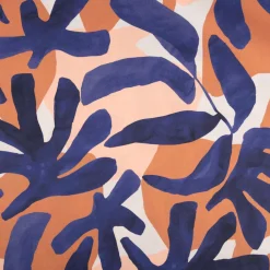 Baumwollstoff Satin Stoff Cotton Satin Digital Leaves blau 1,48m Breite