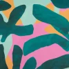 Baumwollstoff Satin Stoff Cotton Satin Digital Leaves grün pink orange 1,48m Breite
