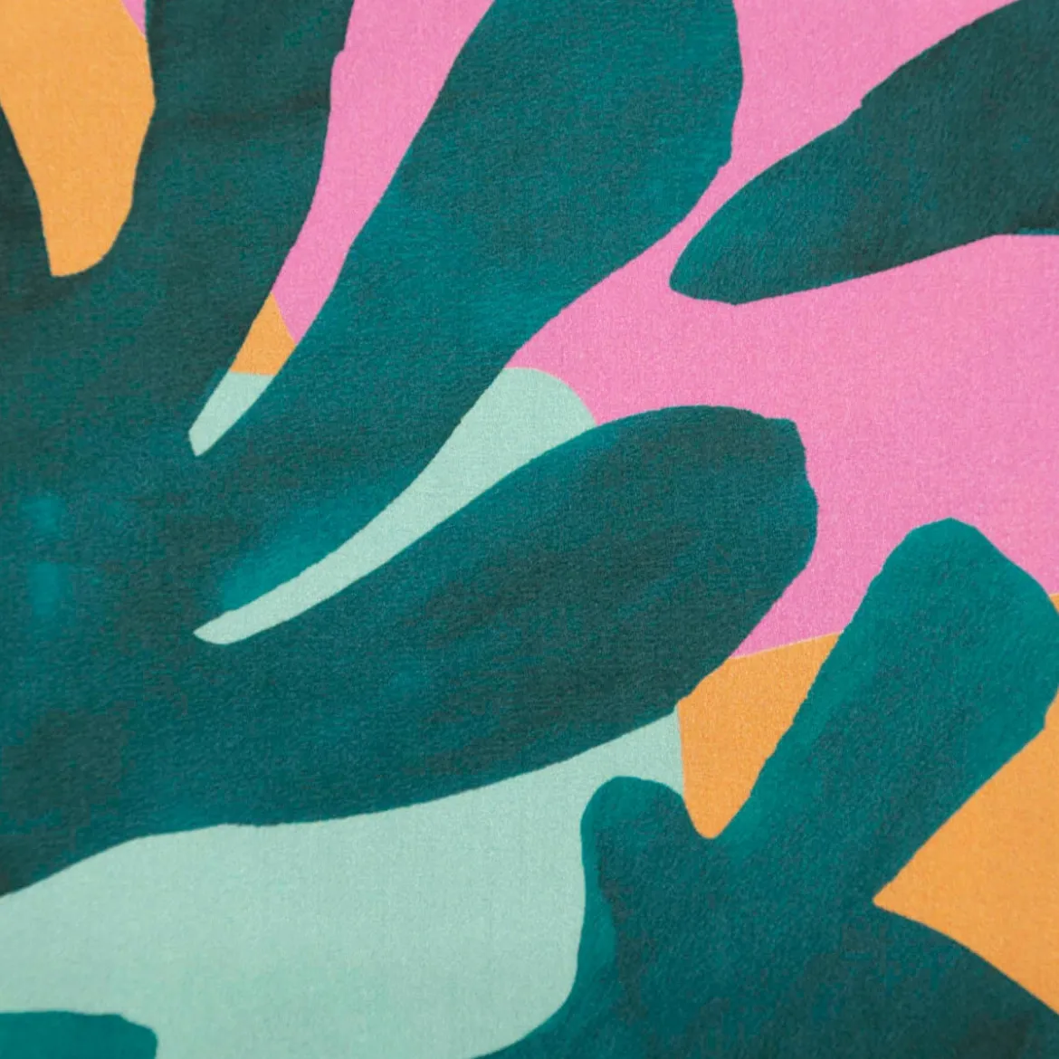 Baumwollstoff Satin Stoff Cotton Satin Digital Leaves grün pink orange 1,48m Breite
