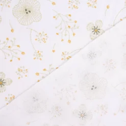 Baumwollstoff SHELBY Blumen Blüten weiß grün ocker dunkelgrün 1,5m Breite