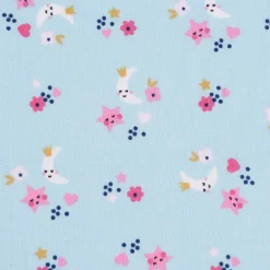 Baumwollstoff SINS Mond Sterne Blümchen blau rosa weiß ocker 1,50m Breite