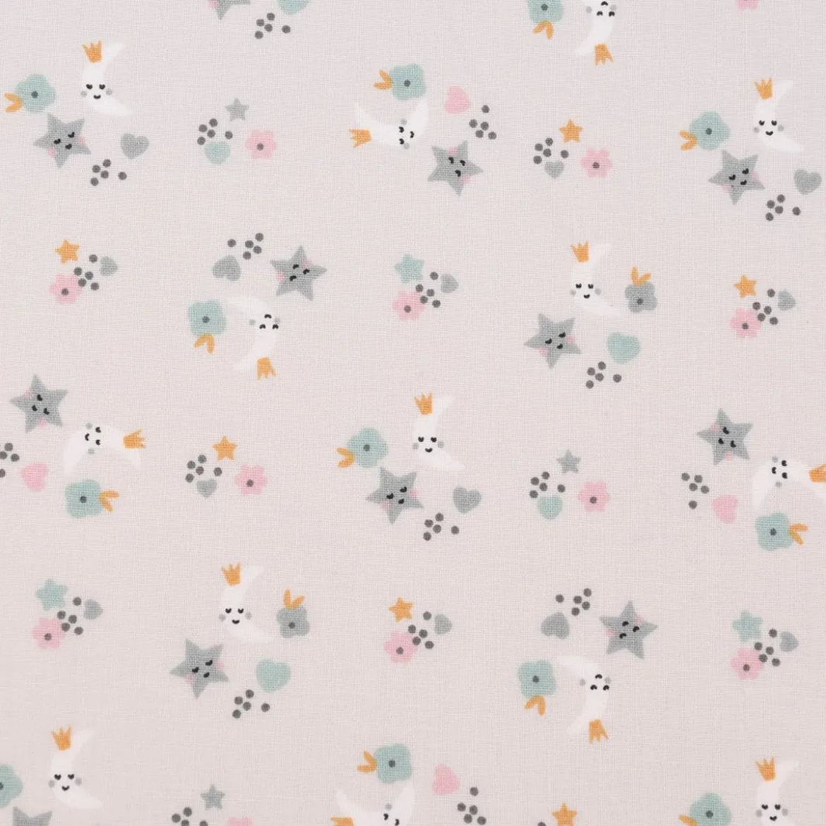 Baumwollstoff SINS Mond Sterne Blümchen beige grau mint rosa ocker 1,50m Breite