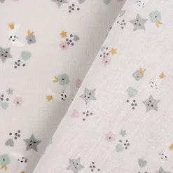 Baumwollstoff SINS Mond Sterne Blümchen beige grau mint rosa ocker 1,50m Breite