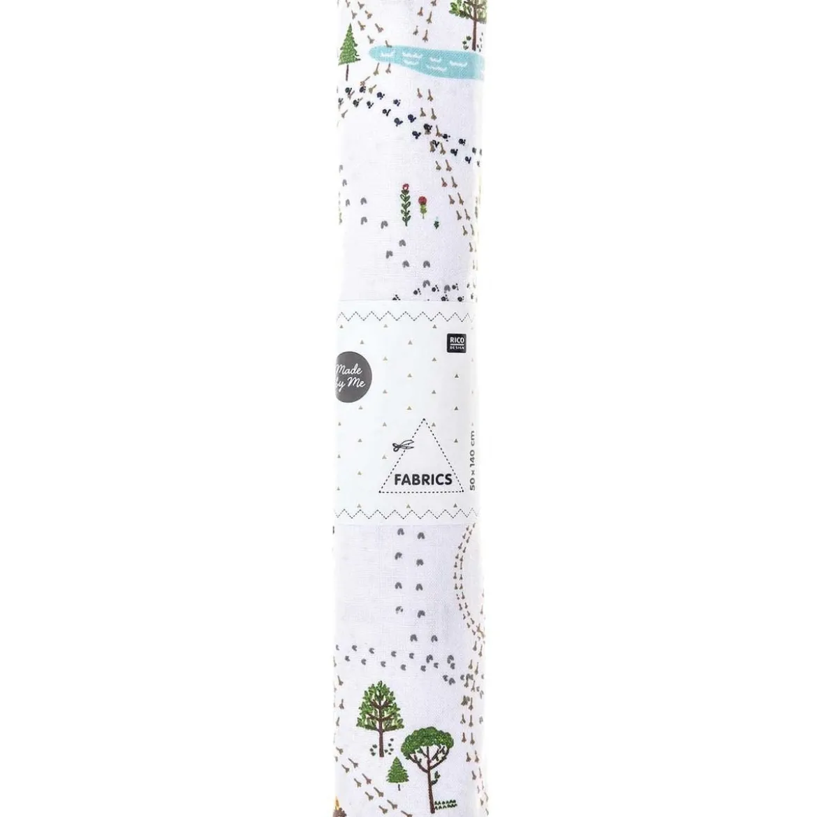 Baumwollstoff Spurensuche im Schnee weiß bunt von Rico Design 50x140cm