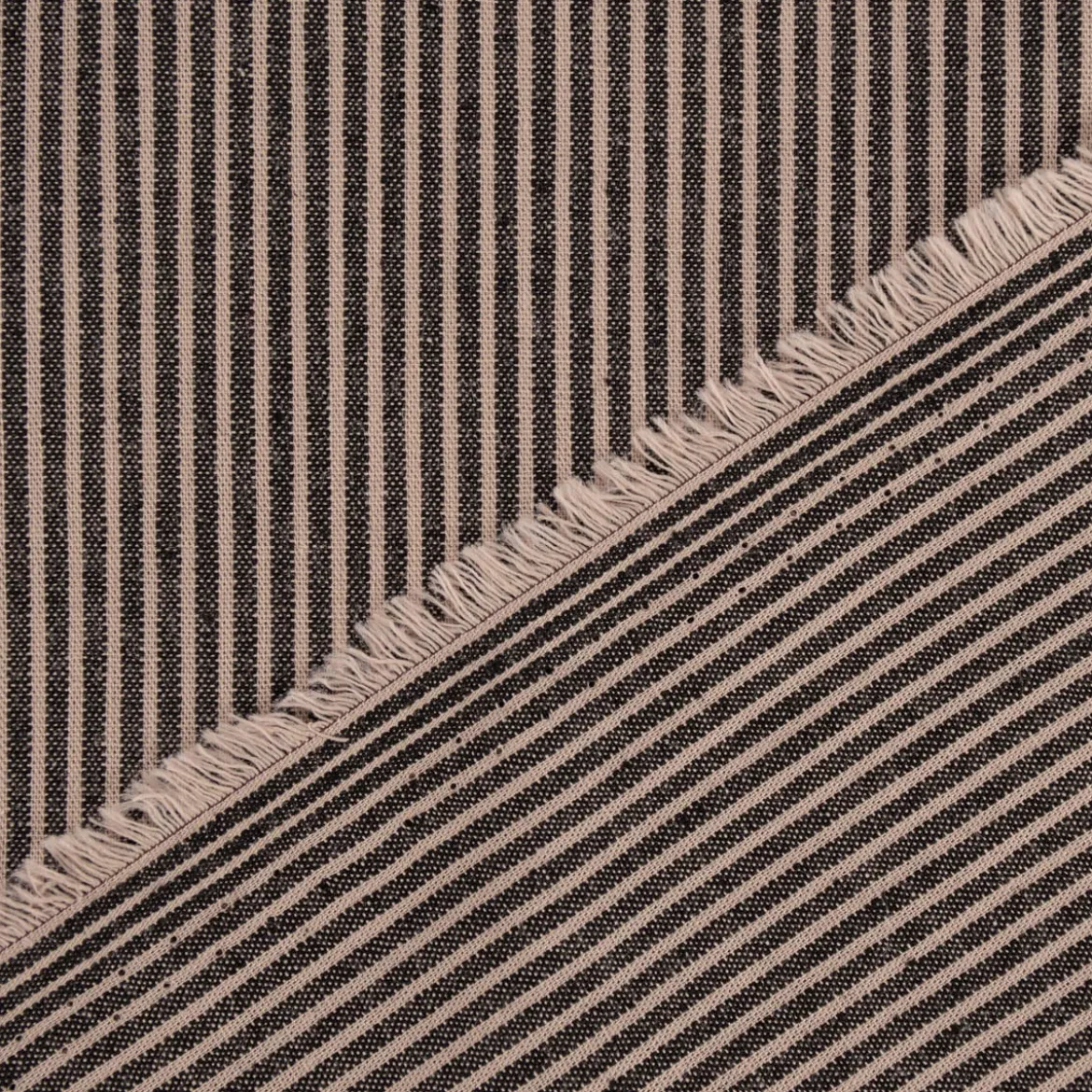 Baumwollstoff Streifen leichte Webware Tissee Country schwarz natur 1,45m breit