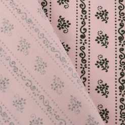 Baumwollstoff Trachten Blumen Ranken Punkte rosa khaki 1,50m Breite