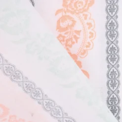 Baumwollstoff Trachten Blumen Ranken Streifen weiß mint rosa grau 1,50m Breite