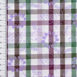 Baumwollstoff Trachten Karo Blätter Blüten weiß grün bordeaux 1,50m Breite