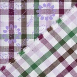 Baumwollstoff Trachten Karo Blätter Blüten weiß grün bordeaux 1,50m Breite