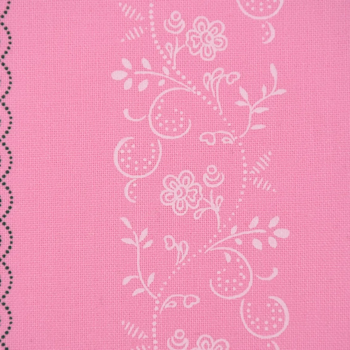Baumwollstoff Trachten Ranken Blumen Punkte rosa weiß grün 1,50m Breite