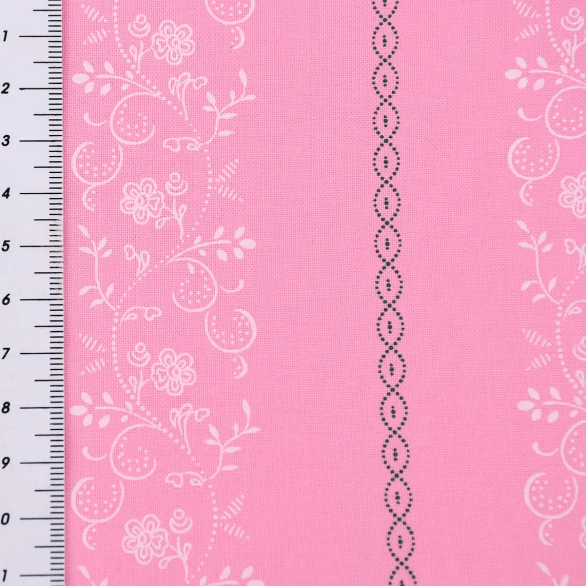 Baumwollstoff Trachten Ranken Blumen Punkte rosa weiß grün 1,50m Breite